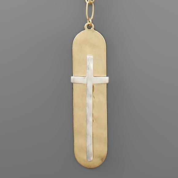 Cross & Oval Necklace - Picture 2 of 3